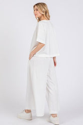Ces Femme Half Button Half Sleeve Top and Pants Set OutfitFlow
